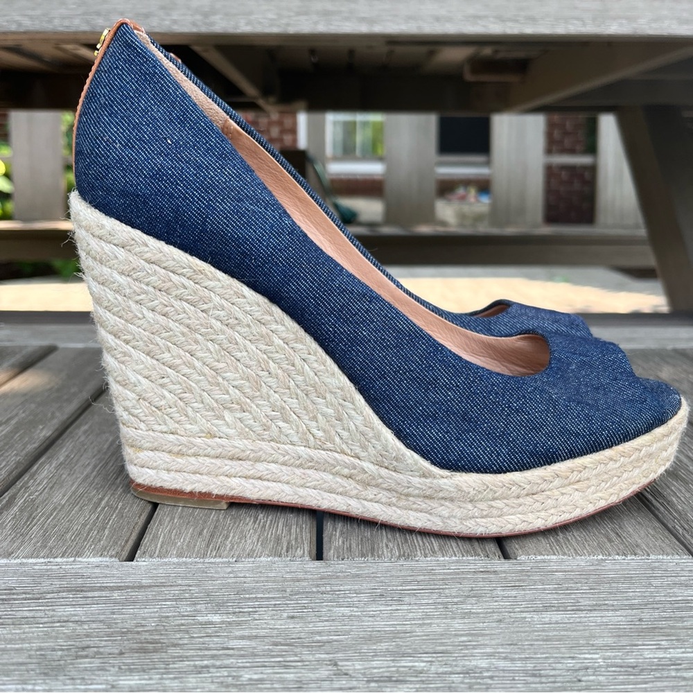NWOB Coach Navy Platform Wedge Sandals Wedges - Picture 6 of 11
